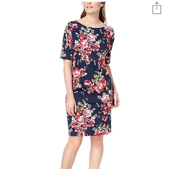 Karen Scott Intrepid Blue Floral Shift Dress NWT - Picture 1 of 8